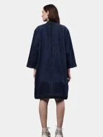 Reworked Denim Long Coat – Multi-Pocket Denim Coat with Hand Thread Work - Image 14