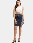Two-Tone Reworked Denim Skirt – Upcycled Patchwork