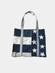 American Flag Patchwork Denim Tote Bag