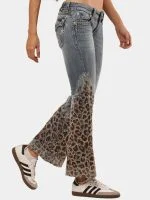 Denim Leopard Flare Jeans - Image 12