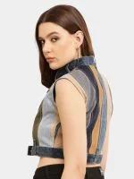 Multicolour Reworked Denim Jacket Top - Image 10