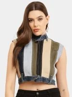 Multicolour Reworked Denim Jacket Top - Image 6