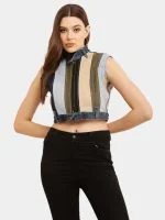 Multicolour Reworked Denim Jacket Top - Image 8