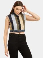 Multicolour Reworked Denim Jacket Top - Image 4