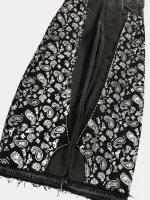 Black Paisley Rework Baggy Pants – Hand-Stitched White Thread Detail - Image 14
