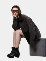 Reworked Carhartt Double Knee Patch Denim Jacket – Black Denim Jacket with Red Stitch Detailing