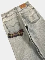 Denim Pants with Sashiko Threadwork & Patch Embroidery - Image 9