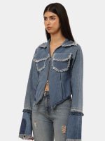 Denim Zip-Up Convertible Shirt Jacket - Image 10