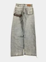 Denim Pants with Sashiko Threadwork & Patch Embroidery - Image 13