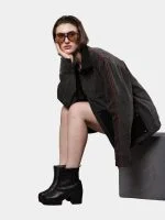 Reworked Carhartt Double Knee Patch Denim Jacket – Black Denim Jacket with Red Stitch Detailing - Image 12