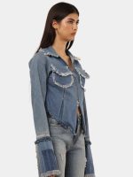 Denim Zip-Up Convertible Shirt Jacket - Image 9