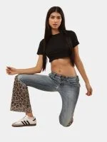 Denim Leopard Flare Jeans - Image 8