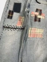 Denim Pants with Sashiko Threadwork & Patch Embroidery - Image 12