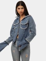 Denim Zip-Up Convertible Shirt Jacket - Image 6