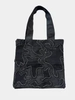 Eco-Noir Abstract Patchwork Denim Tote Bag - Image 2