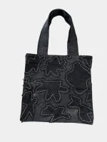 Eco-Noir Abstract Patchwork Denim Tote Bag