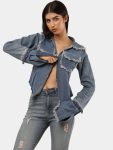 Denim Zip-Up Convertible Shirt Jacket