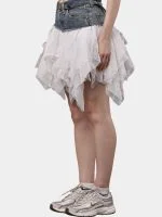 Reworked Levi’s Denim & Mesh Layered Skirt - Image 14