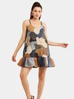 Vintage Abstract Patchwork Dress - Image 2