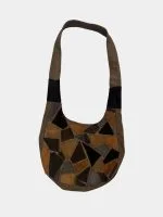 Earth-Tone Patchwork Vintage Fabric Tote Bag