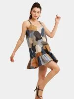 Vintage Abstract Patchwork Dress - Image 5