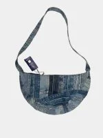 Upcycled Denim Patchwork Hobo Shoulder Bag - Image 2