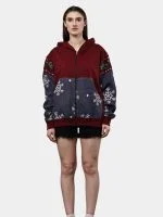 Red Tapestry Zip Hoodie – Cotton Hoodie with Tapestry Panel Work - Image 11