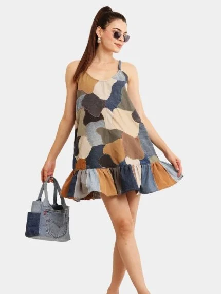 Vintage Abstract Patchwork Dress