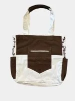 Vintage Theme Hand-Embroidered Denim Bag - Image 2