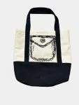 Monochrome Canvas & Vintage Denim Tote Bag