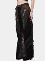 Distressed Leopard Patchwork Barrel Denim Pants - Image 12