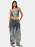 Bleached Denim Co-Ord Set with Silver Foil Detailing - Image 13