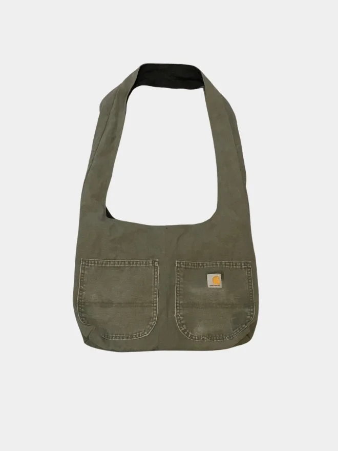 36 Reworked Vintage Carhartt Shoulder Bag – Olive Workwear Utility (Upcycled) - Image 1