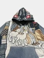 Tapestry & Denim Patchwork Hoodie - Image 14