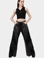 Distressed Leopard Patchwork Barrel Denim Pants - Image 10