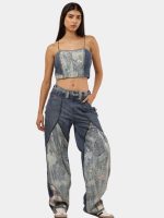 Bleached Denim Co-Ord Set with Silver Foil Detailing