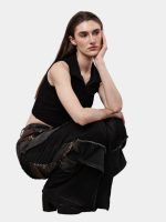 Distressed Leopard Patchwork Barrel Denim Pants - Image 8