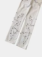 Reworked Floral Embroidered White Denim Pants – Upcycled Vintage Statement Piece - Image 13