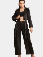 Black Notch Reworked Cropped Denim Jacket - Image 8