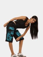 Blue Face Print Reworked Vintage Denim Jorts - Image 8