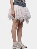 Reworked Levi’s Denim & Mesh Layered Skirt - Image 13