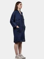 Reworked Denim Long Coat – Multi-Pocket Denim Coat with Hand Thread Work - Image 12