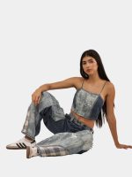 Bleached Denim Co-Ord Set with Silver Foil Detailing - Image 9