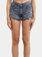 Distressed Hem Blue Denim Shorts - Image 3