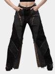 Distressed Leopard Patchwork Barrel Denim Pants