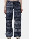 Reworked Denim Belt Patchwork Pants