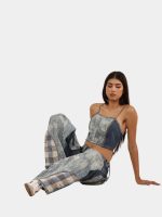 Bleached Denim Co-Ord Set with Silver Foil Detailing - Image 8