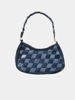 Interlocking Denim Patchwork Hobo Bag - Image 6
