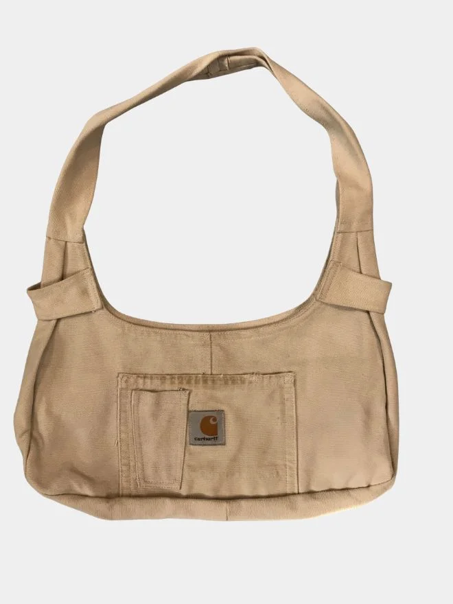42 Carhartt Reworked Canvas Shoulder Bag – Beige Workwear Style - Image 1