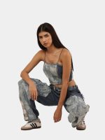 Bleached Denim Co-Ord Set with Silver Foil Detailing - Image 7